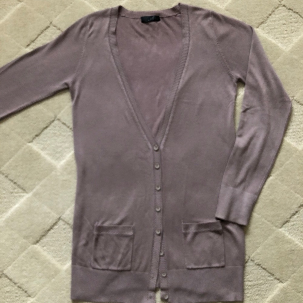 Taupe v-neck cardigan sweater